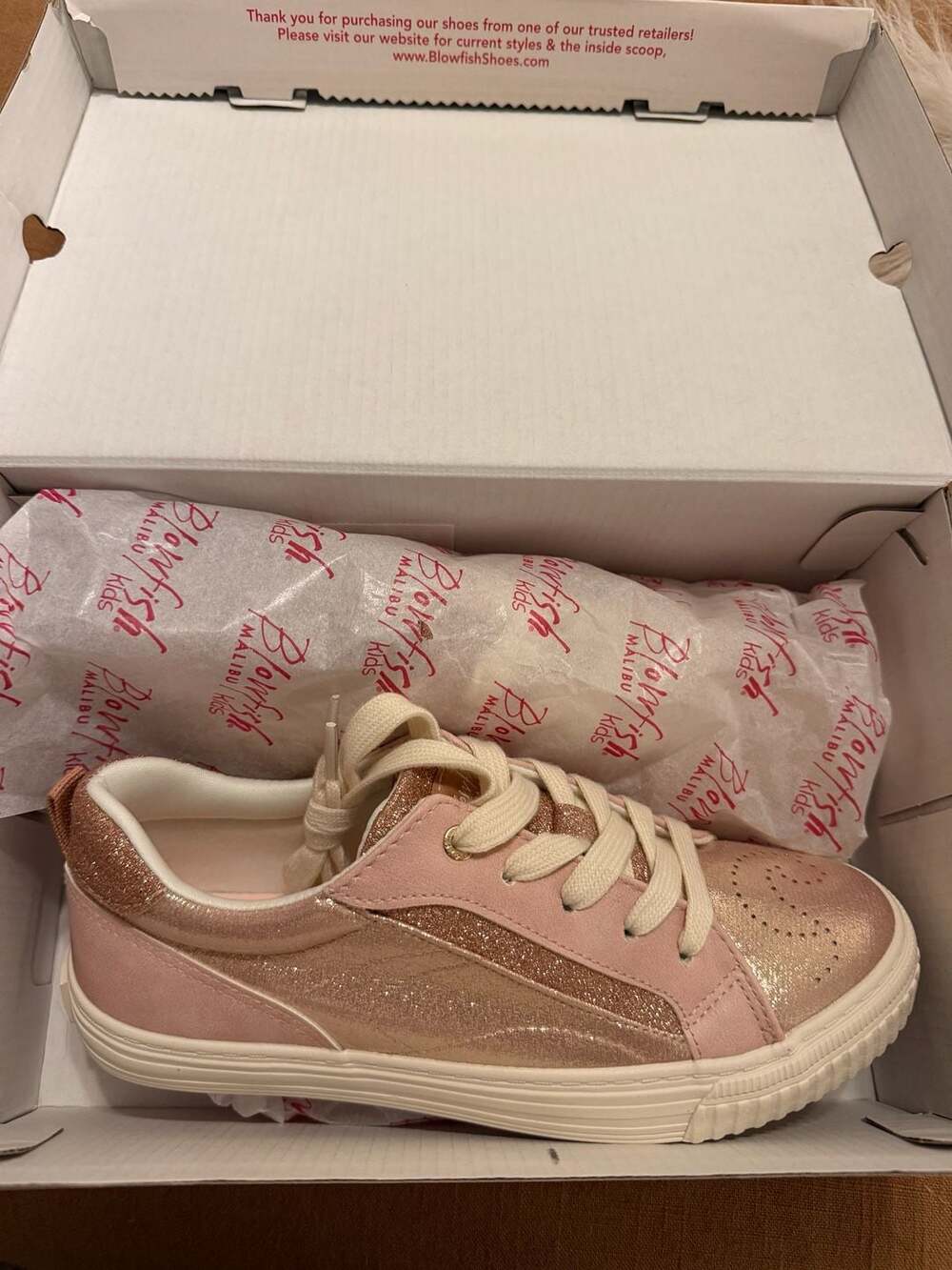 Blowfish Malibu Aly-K Blush Metallic Glitter Sneakers Size 4M